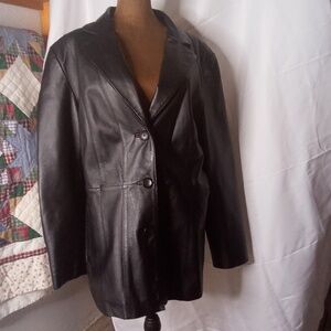 Black leather jacket, women's size XL